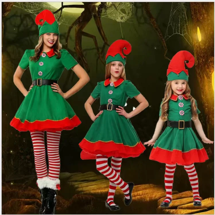 Children's Christmas Cosplay Santa Claus Decoration Boys and Girls' New Year Carnival Dress Holiday Party Dress