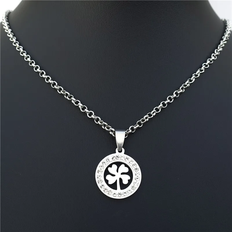 Ожерелье с подвеской в виде четырехлистного клевера подвеска из нержавеющей