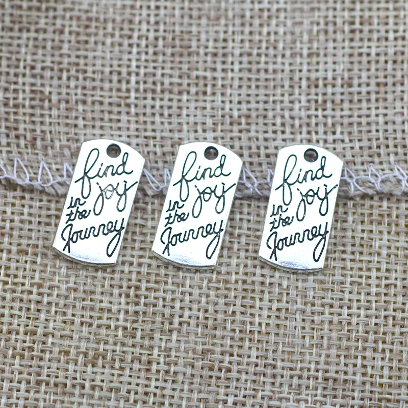 

20pcs 10x20mm Letter Charms Find Joy In The Journey Antique Silver Color Alloy DIY Jewelry Making Accessories