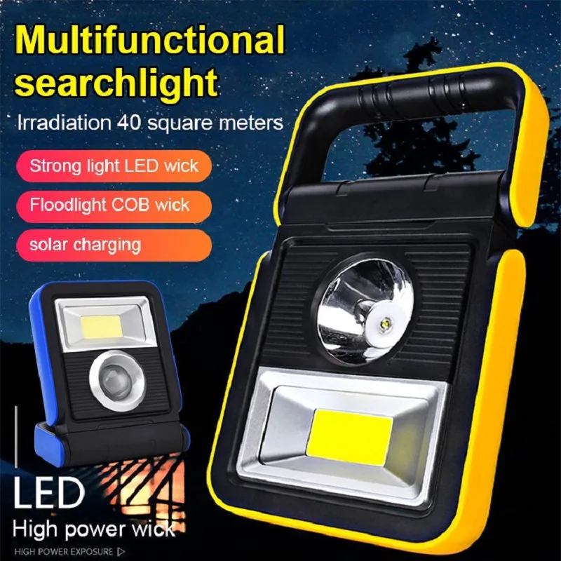 

Solar Lantern Usb Rechargeable Power Bank COB LED Work Light Portable Flood Light Outdoor Garden Work Spot Lamp for Camping