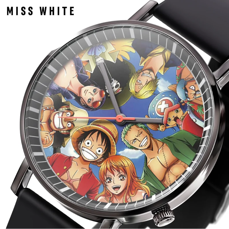 Фото Горячая новинка: часы One Piece с Луффи, аниме-фигурка, часы с Эйсом (Огненный Кулак), аналоговые кварцевые часы для мальчиков и девочек, подарок. №1