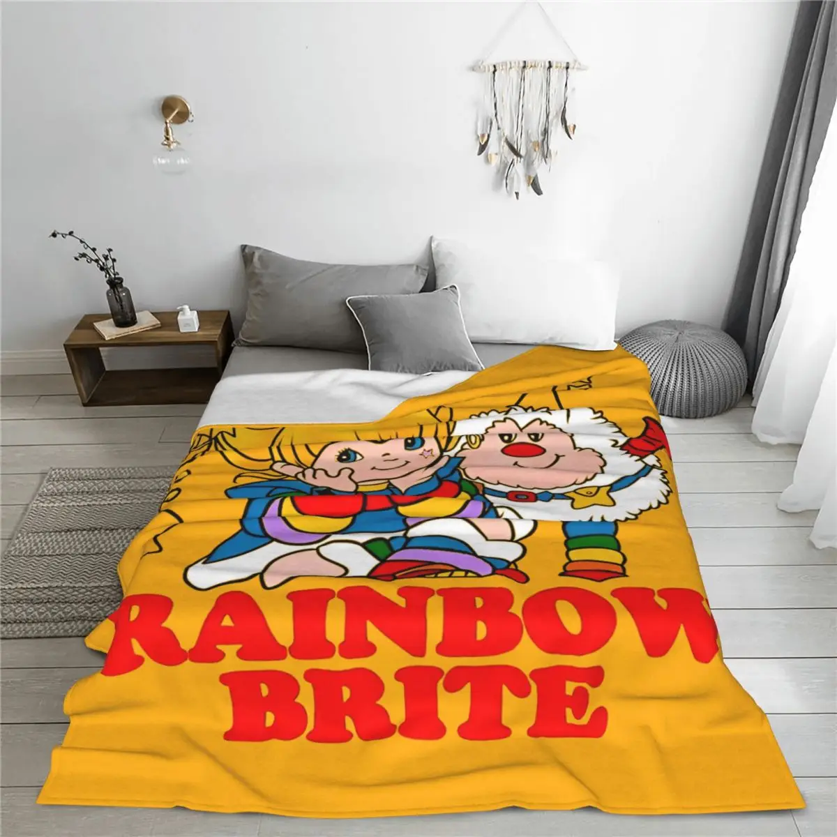 Уютное мультяшное одеяло в стиле ретро с радужными брителями аксессуары для
