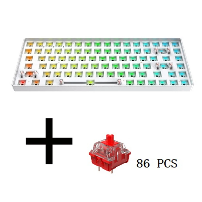 

HOT-TESTER84 Gaming Mechanical Keyboard+Red Axis Kit Wired Hot-Swap Keyboard RGB Back Light Mechanical Keyboard