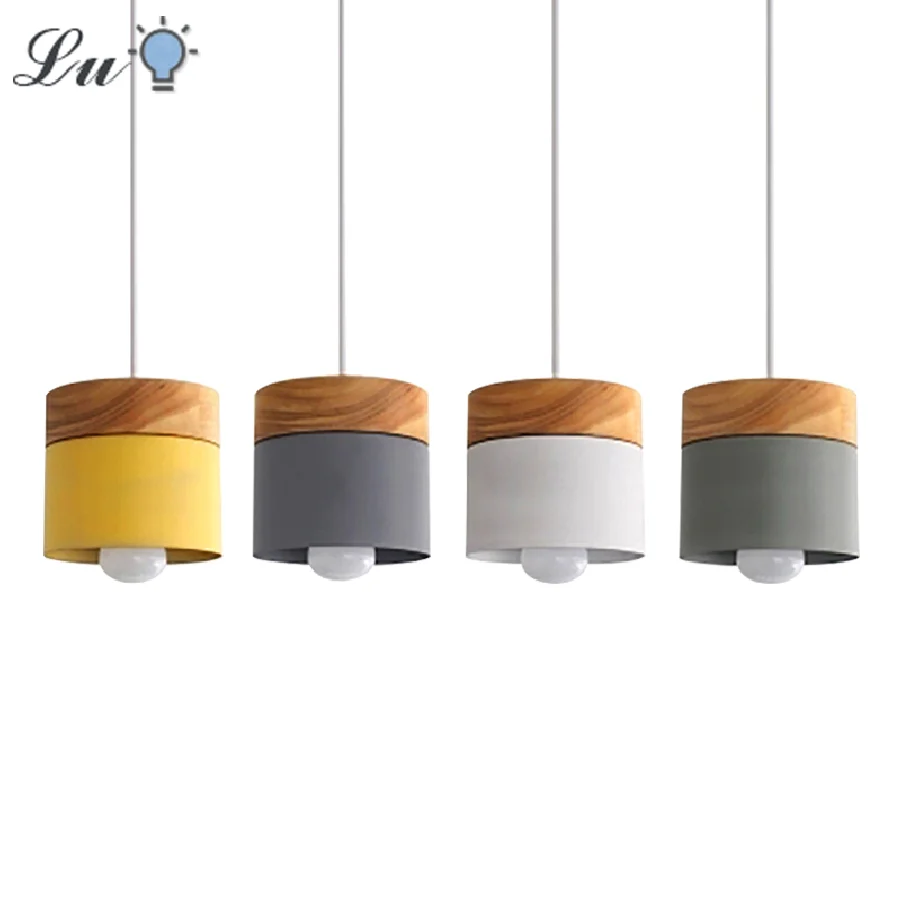 

Скандинавская светодиодная деревянная люстра E27, украшение для столовой, цветная лампа для гостиной, интерьера кафе, Дубовая люстра