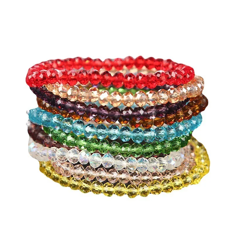 Браслет женский из искусственного австрийского хрусталя эластичный плетеный