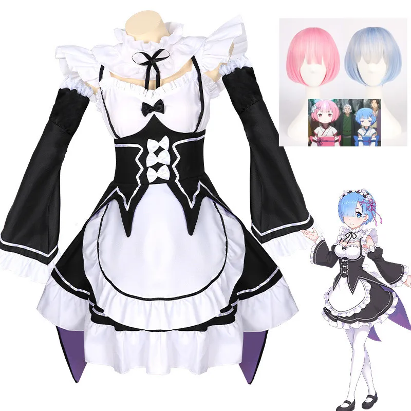 

Rem Ram Maid Cosplay Costumes Re:Zero Kara Hajimeru Isekai Seikatsu Kawaii Cos Dresses Re Life In A Different World Anime Maid