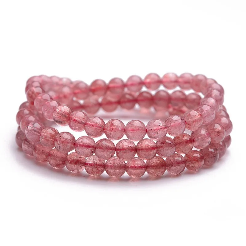 

4A Natural 3 Circles Strawberry Quartz Crystal Bracelets