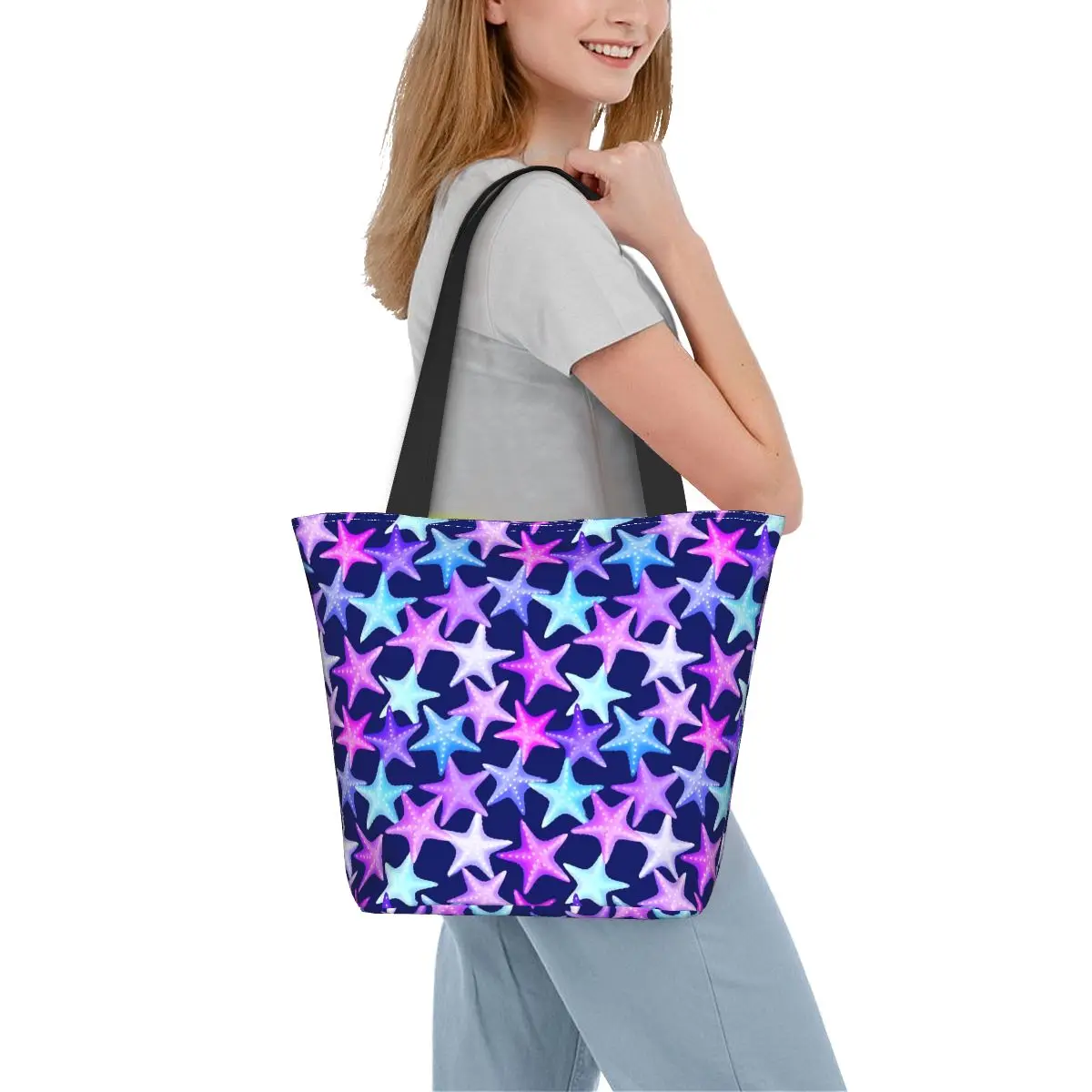 

Pastel сумка для покупок в виде морской звезды, многоцветная сумка через плечо в виде животного, Студенческая офисная Сумка-тоут из полиэстера, современные дизайнерские сумки