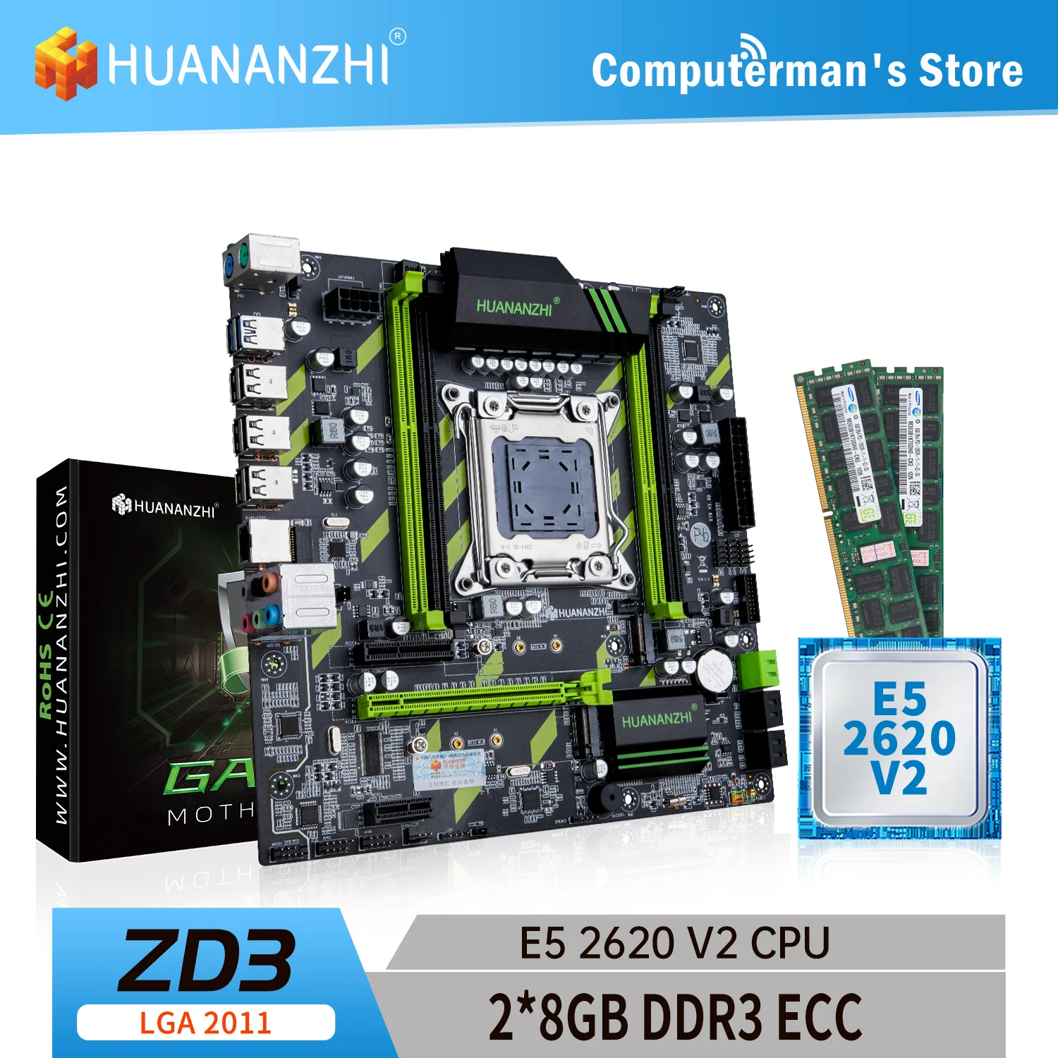 Материнская плата HUANANZHI ZD3 LGA 2011 с Intel XEON E5 2620 v2 память 2*8 ГБ DDR3 RECC поддерживает M.2 NVME