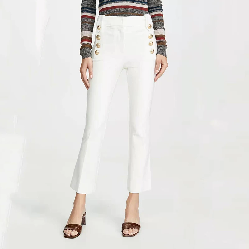 Женские узкие брюки с завышенной талией темпераментные однотонные Приталенные