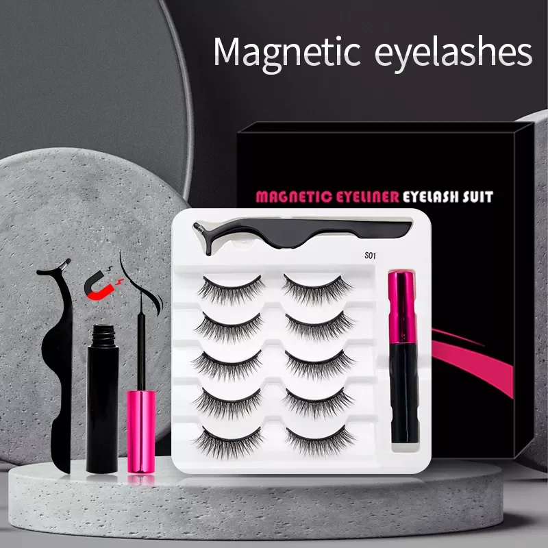 

NEW IN 3/5/7Pairs Magnetic Eyelashes False Lashes Repeated Use Eyelashes Waterproof Liquid Eyeliner With Tweezer Makeup Set