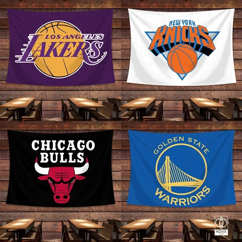 

NBA Game Tapestry Basketball Logo Printing Tapestries for Bedroom Home Decor Wall Handing Gifts Large Wall Cloth Bed Cover