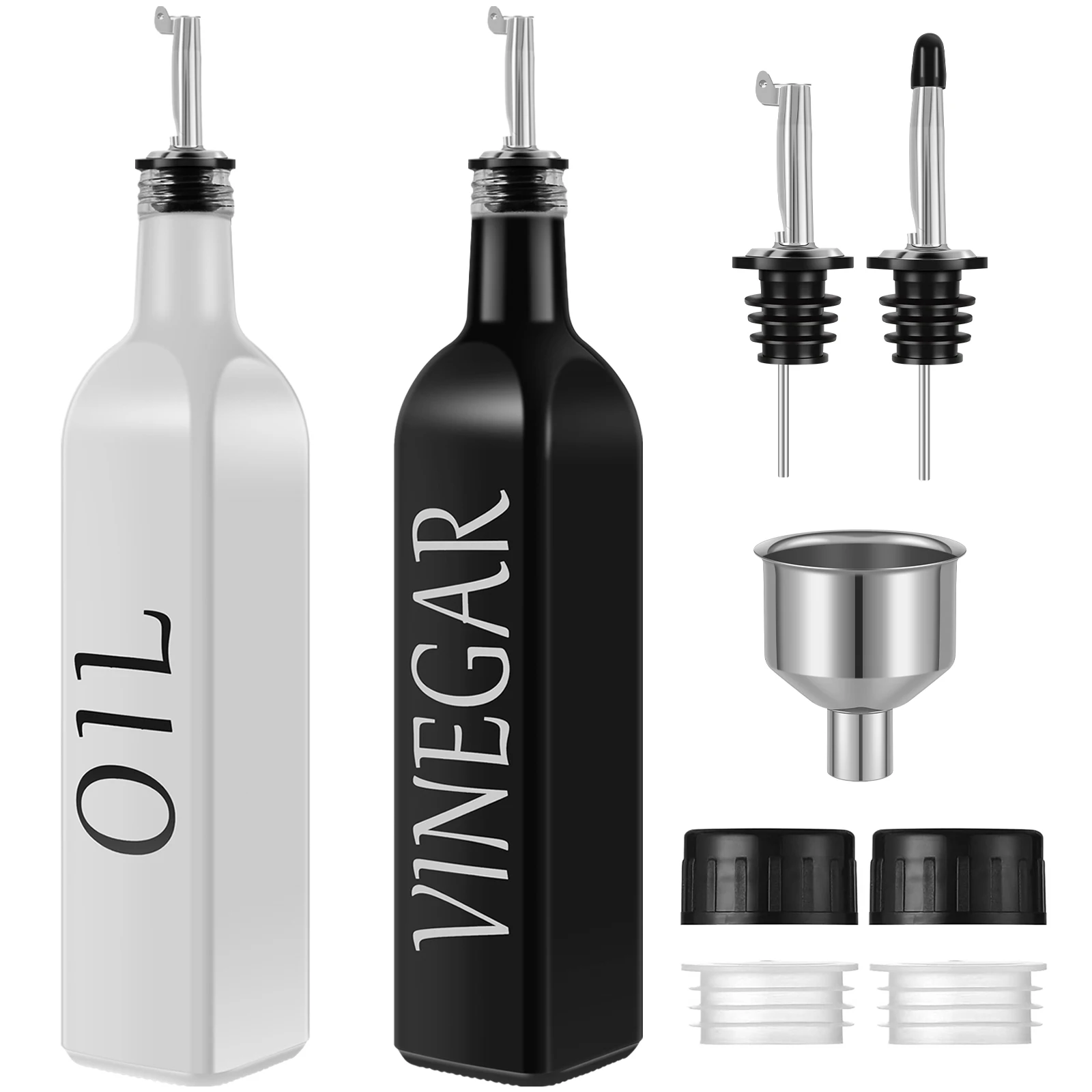 

L 2 Pcs Olive Oil Dispenser 500ml Leak Proof Oil and Vinegar Dispenser Set Washable Glass Dispenser Bottle Reusable Oil