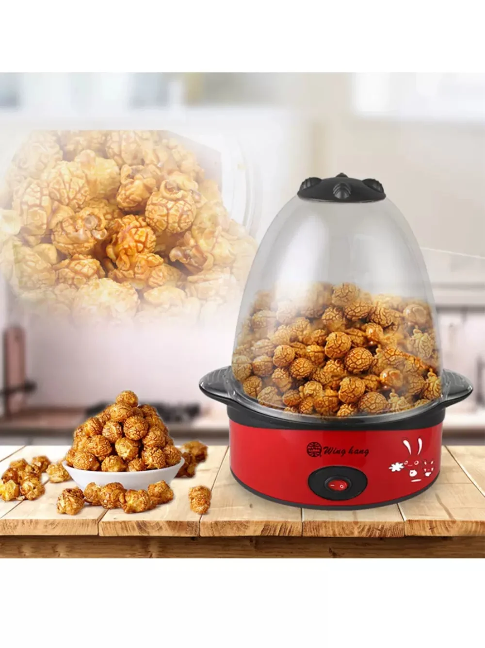 Popcorn Machine Household Small Electric Popcorn Machine 500W Can Drain Oil and Sugar Seasoning