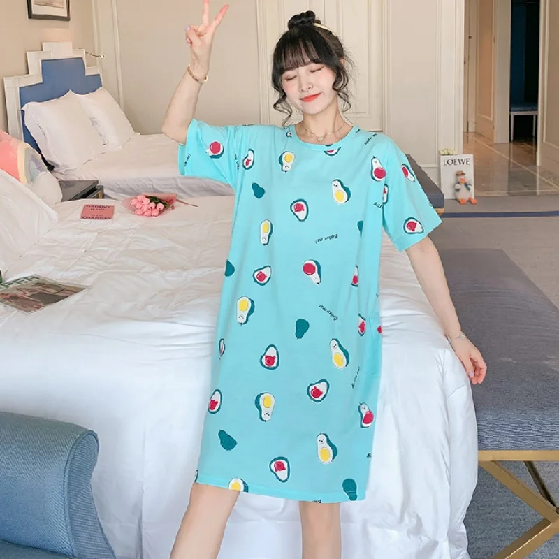 

Factory wholesale summer short-sleeved nightdress cartoon loose sweet mid-length pajamas home service