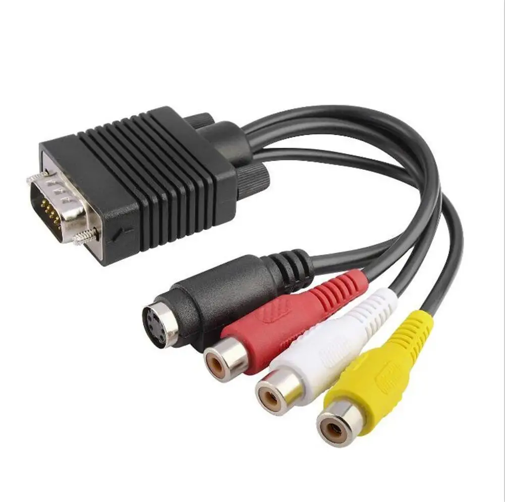 Кабель-адаптер VGA-S-Video конвертер AV аудио-и видеоадаптер Lotus head 3RCA для ПК компьютера