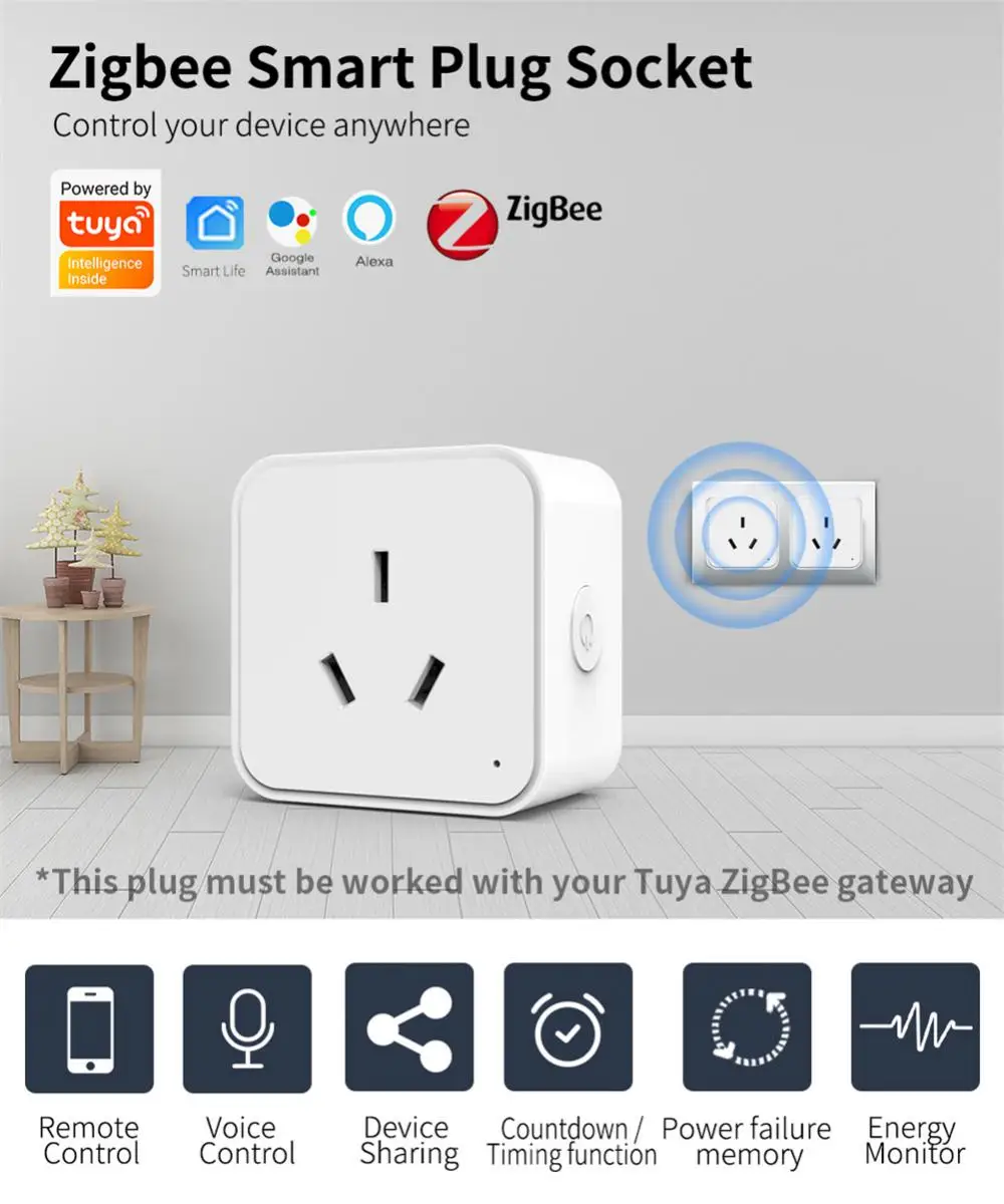 

Zigbee3.0 Smart Plug Graffiti Smart Socket Voice Control Mobile Phone Remote Smart Plug Advanced Australian Standard Socket