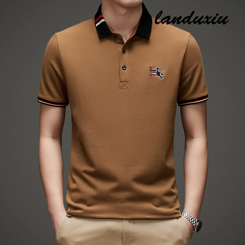 

2022 New Summer Brand Striped Embroidery Mens Designer Polo Shirts With Short Sleeve Casual Tops Fashions landuxiu
