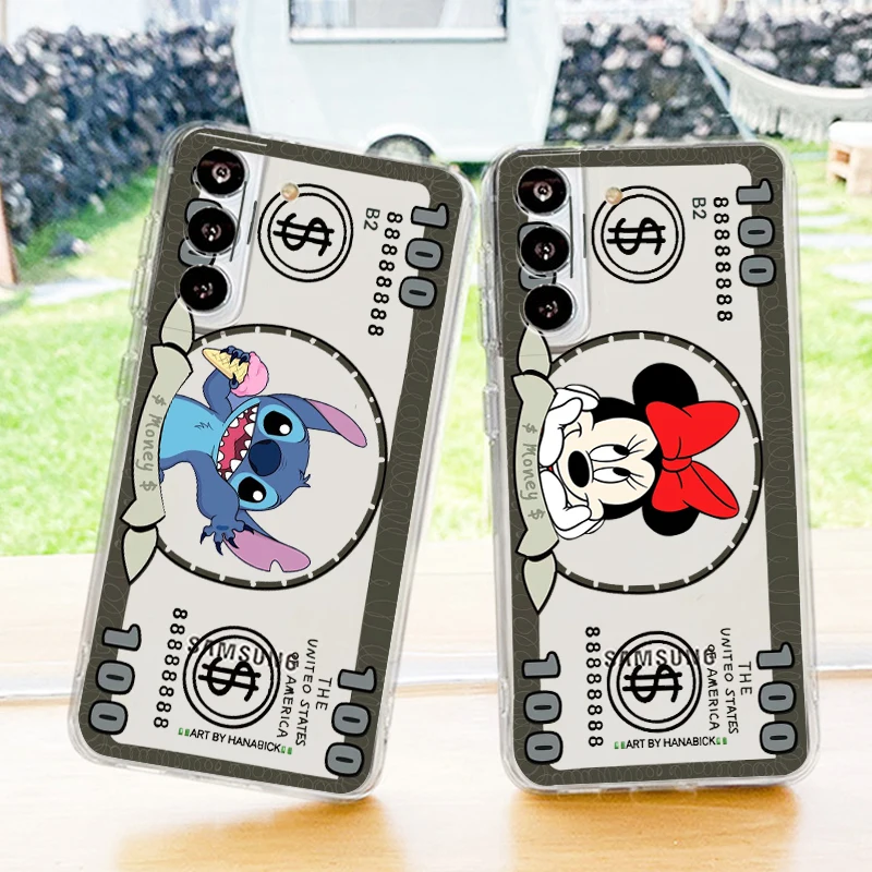 

Mickey Minnie Stitch Disney Phone Case For Samsung Galaxy S22 S21 S20 FE Ultra Pro Lite S10 S10E S9 S8 Plus 5G Transparent Cover