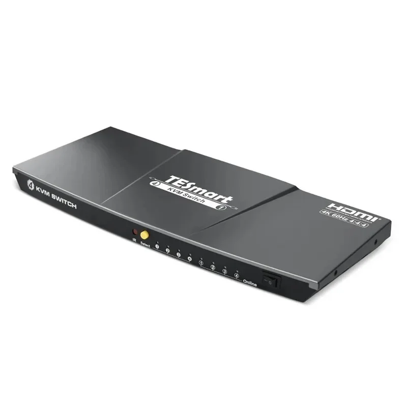 

TESmart 4K KVM Switch HDMI 4 Port Box USB HDMI Switches for 4 Computers Share Keyboard Mouse Printer HDMI Cables Included