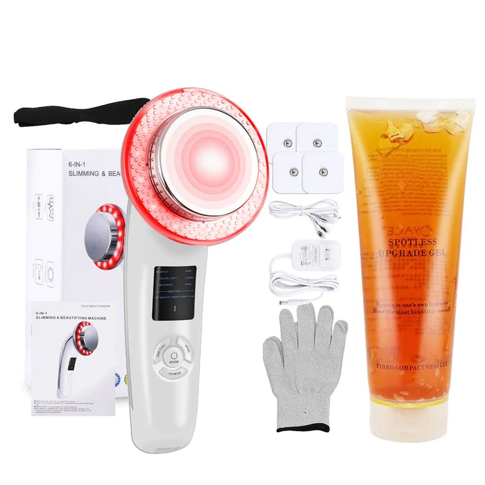

6 In 1 Ultrasound Cavitation Body 300ML Slimming Cream Massager Anti-Cellulite Fat Burner Galvanic Infrared EMS Therapy Machine