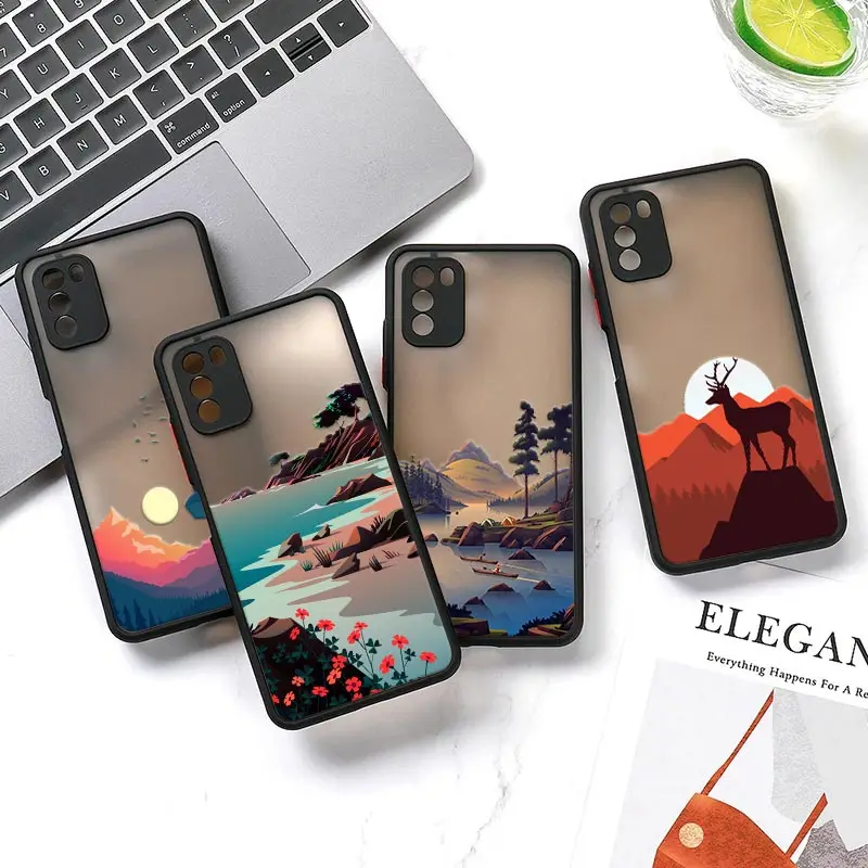 

Scenery Mi 12T Pro Case For Xiaomi 12 11 Lite 5G NE 11T 10T 9 Lite View Cover Poco X3 X4 NFC F3 M3 M4 Pro Matte Case Lake Forest