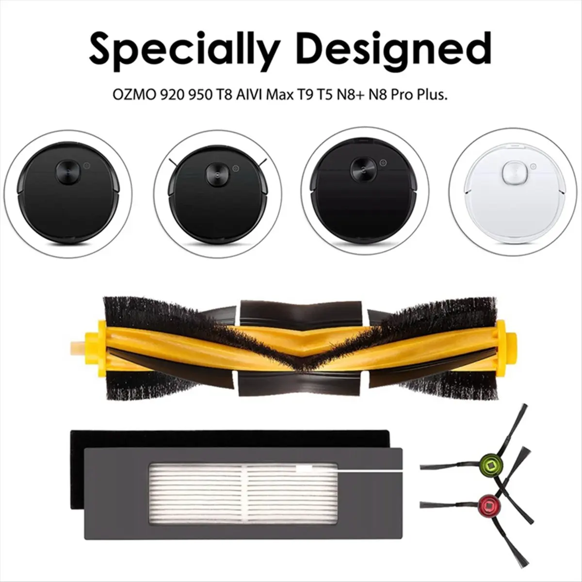 Запчасти для робота-пылесоса Ecovacs Deebot T8 T8 Aivi T8+ T8 MAX Station: роликовые и боковые щетки, мешки для пыли, фильтры (модель A66I) (art.: 3920d94b083cd) - 3920d94b083cd