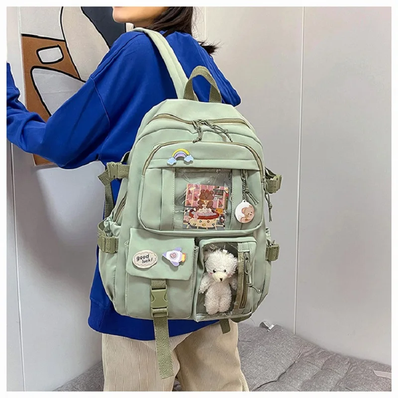 2022Cute Women Backpacks Waterproof Multi-Pocket Nylon School Backpack for Student Female Girls Kawaii Laptop Book Pack Mochilas