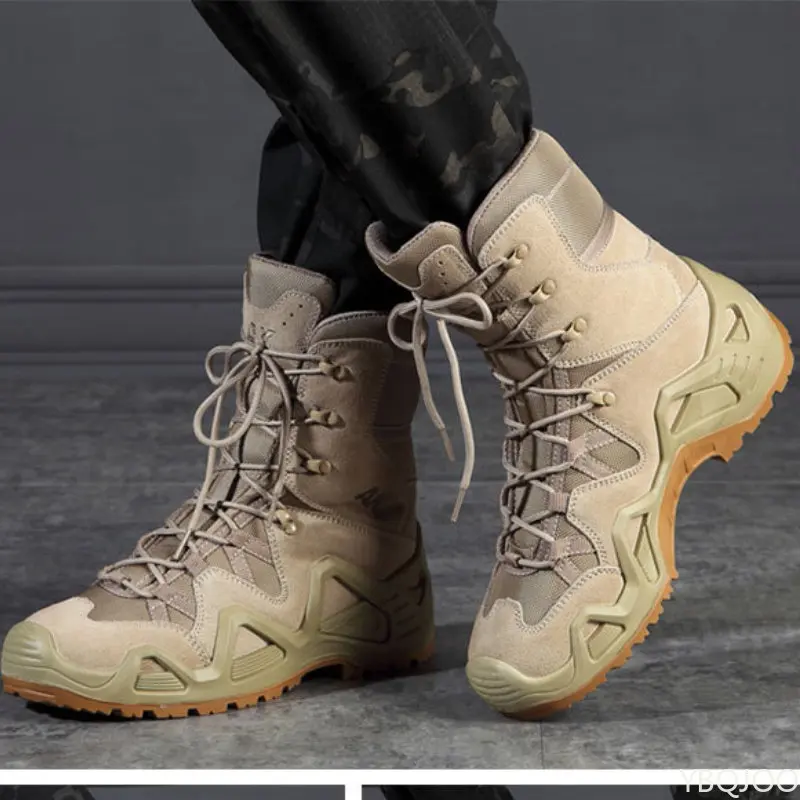 

Boots Men's Military Autumn Round Head Lace Up High-top Sneakers Outdoor Breathable Hiking Desert Boots Botas Taticas Masculino