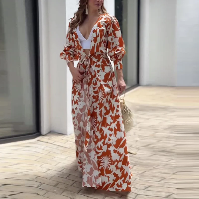Элегантное платье с принтом на шнуровке новое осеннее Повседневное высокой
