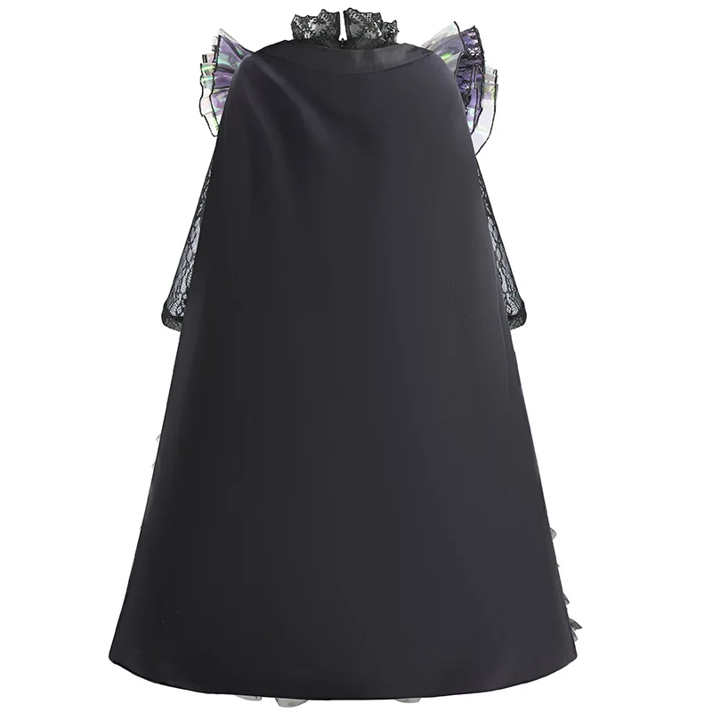 Фото Готический фильм злой косплей костюмы ведьм для девочек Глинда Эльфаба косплей костюм вечерние ролевые игры черное платье халат шляпа №4