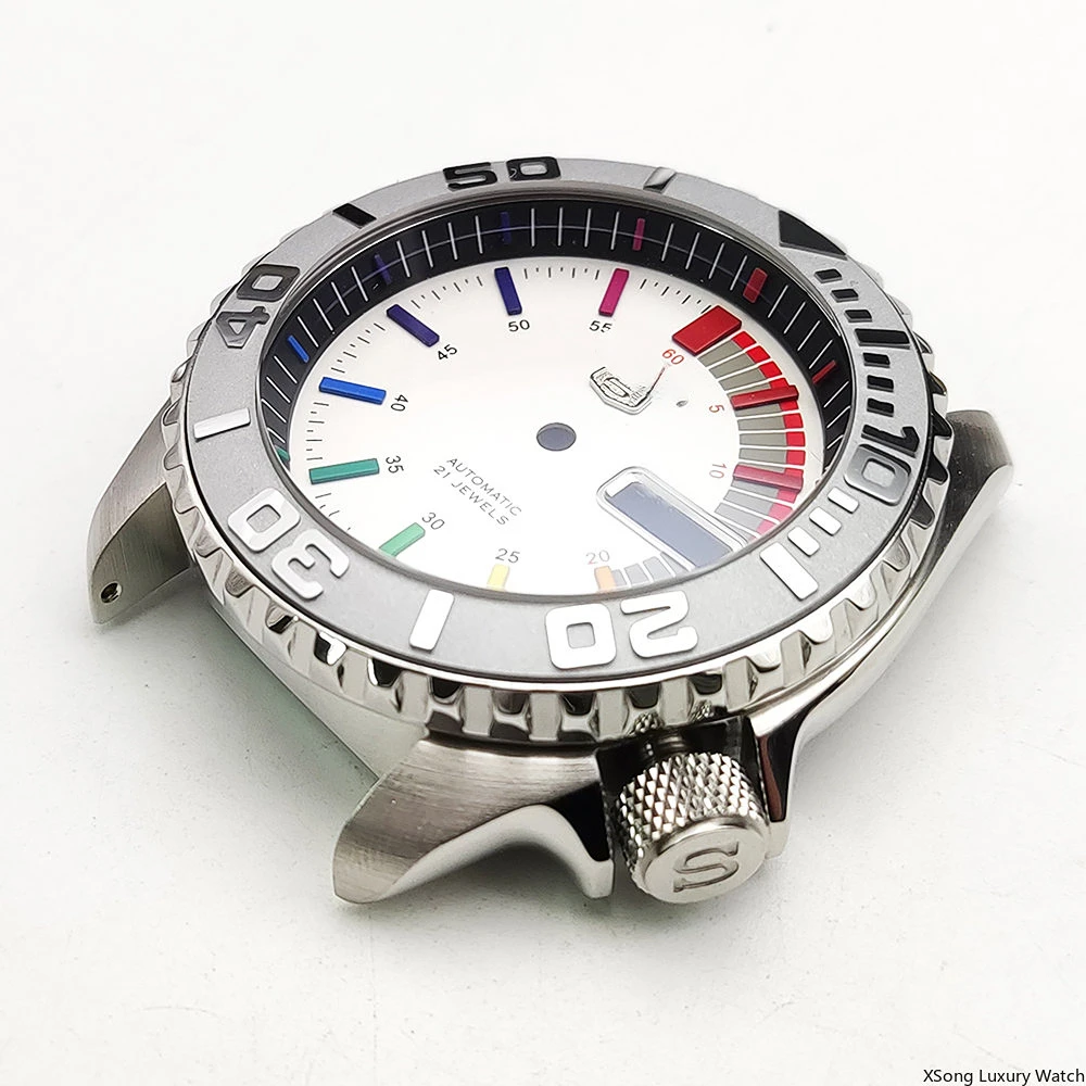 42mm Watch Case SKX007 Mechanical Stainless Steel Cases Ceramic Sapphire Glass Fit nh35a nh36a 4R Movement Waterproof Watch Case