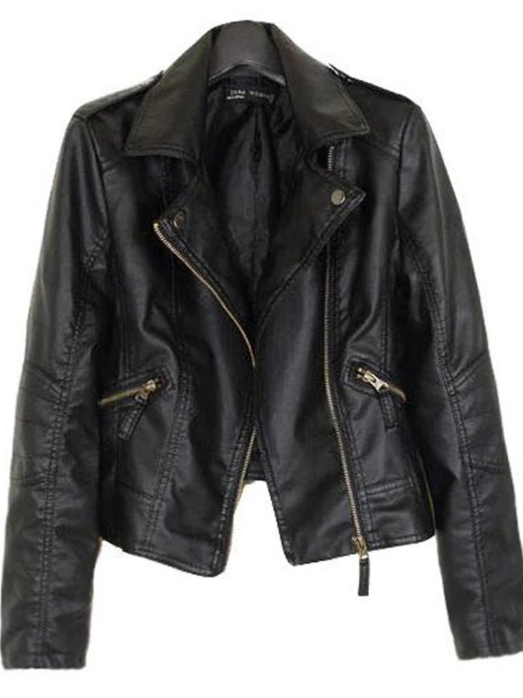 Women's Leather Jacket 2022 New Autumn and Winter Plush Explosives Jacket Plus Size Slim Motorcycle Street Style Short Jacket enlarge