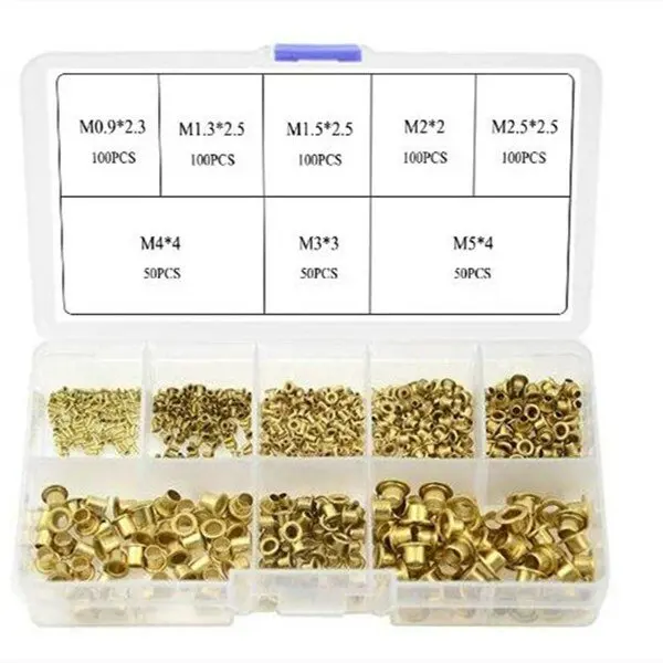 

650 шт., набор медных заклепок, 8 значений, M0.9(d)-M5(L)