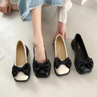 

Туфли Мэри Джейн во французском ретро-стиле, Новинка весна-осень 20222, мягкие и милые туфли на толстой подошве и высоком каблуке с бантом для ж...