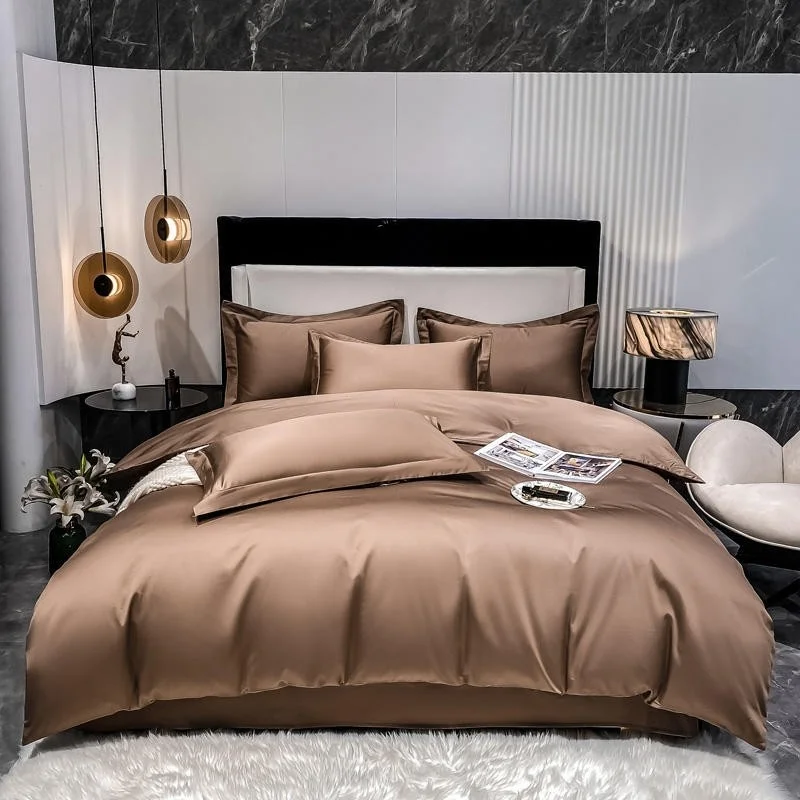 

Solid Color 800TC Cotton Queen King Twin Family size 4/6Pcs Bedding Set Ultra Soft Duvet Cover with zipper Bed Sheet Pillowcases