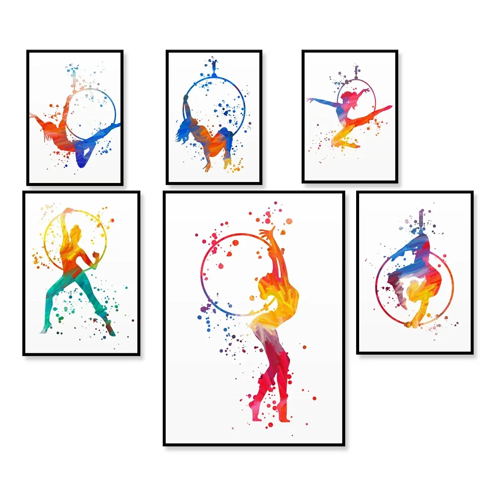 Плакат воздушной танцовщицы цирковая танцовщица ритмическая гимнастика обруч