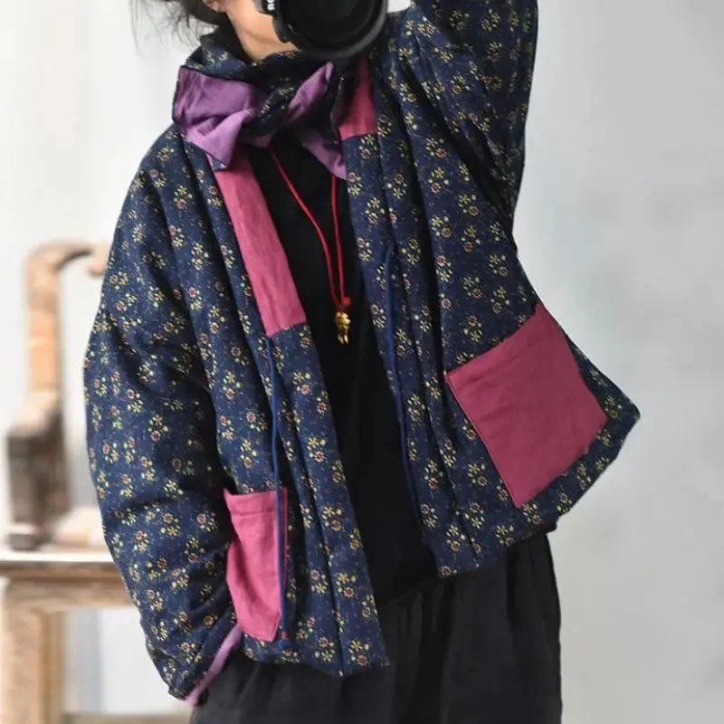 

Johnature Vintage Parka 2023 New Women Clothes Belt Patchwork Coat Leisure Full Sleeve Panelled Concise Ladies Cotton Coats