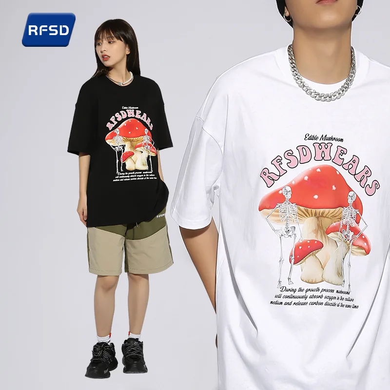 

2022 Spring and Summer New Brand Mushroom Printing Short-sleeved T-shirt Creative Loose Short-sleeved Men and Women Couples