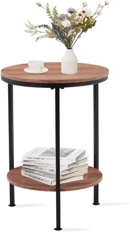 

End Table with Metal Frame, 2-Tier Small Sofa Side Table for Living Room Office (Glass) Small coffee table Table top Small end t