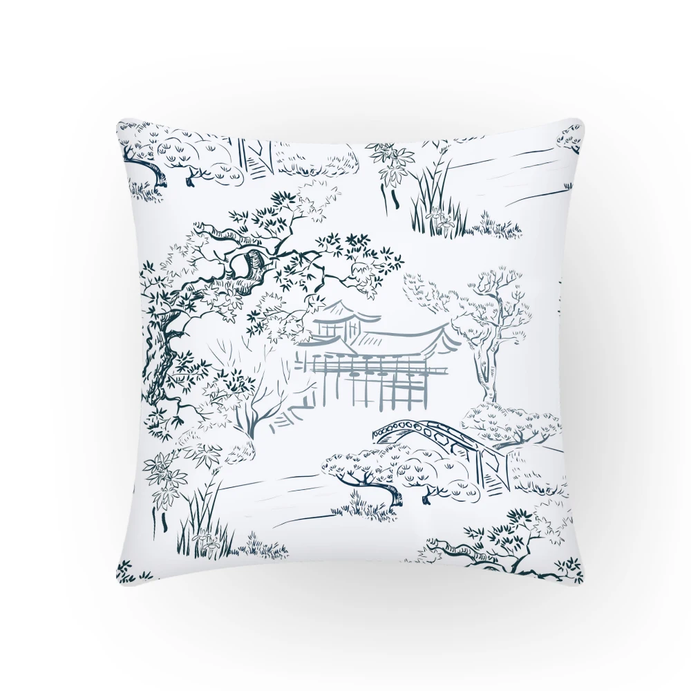 

Ancient Chinese Painting Pillow Cover Polyester Linen Decorative Cushion Cover Sofa Velvet Simple Office Living Room 45x45 E2318