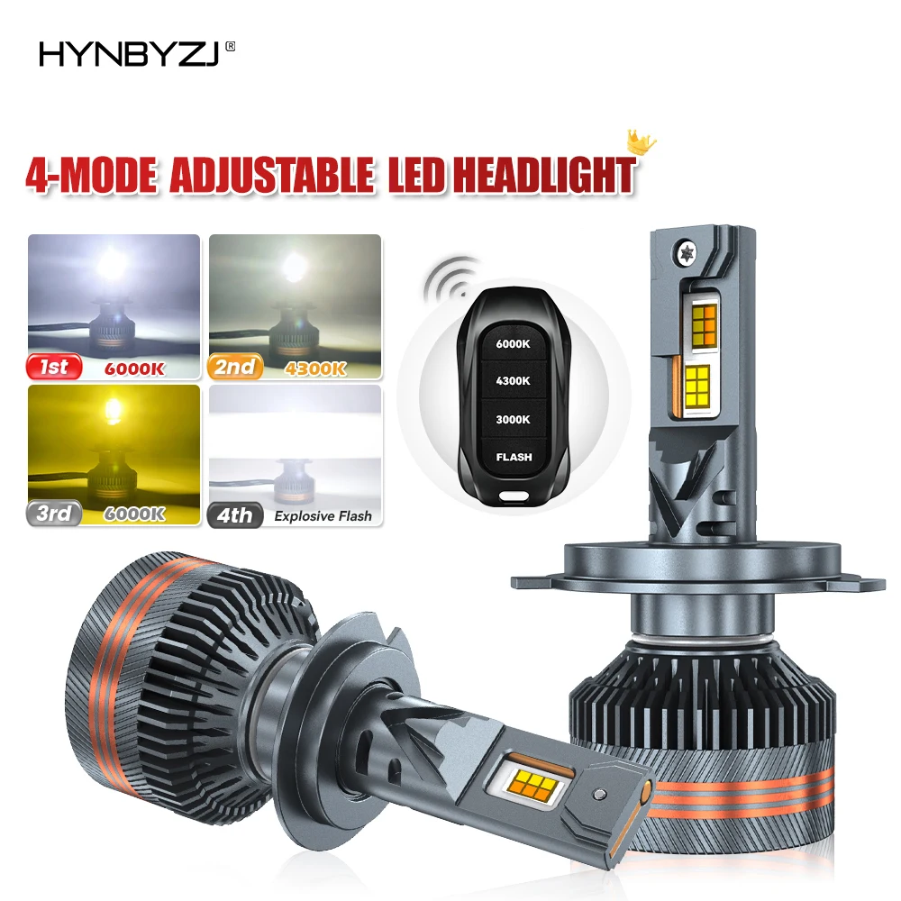 

2 шт. мощные светодиодные трехцветные светодиодные фары с дистанционным управлением H1 H11 9005 9006 H7 светодиодные блузки H4 Canbus и охлаждающий вентилятор автомобильные аксессуары