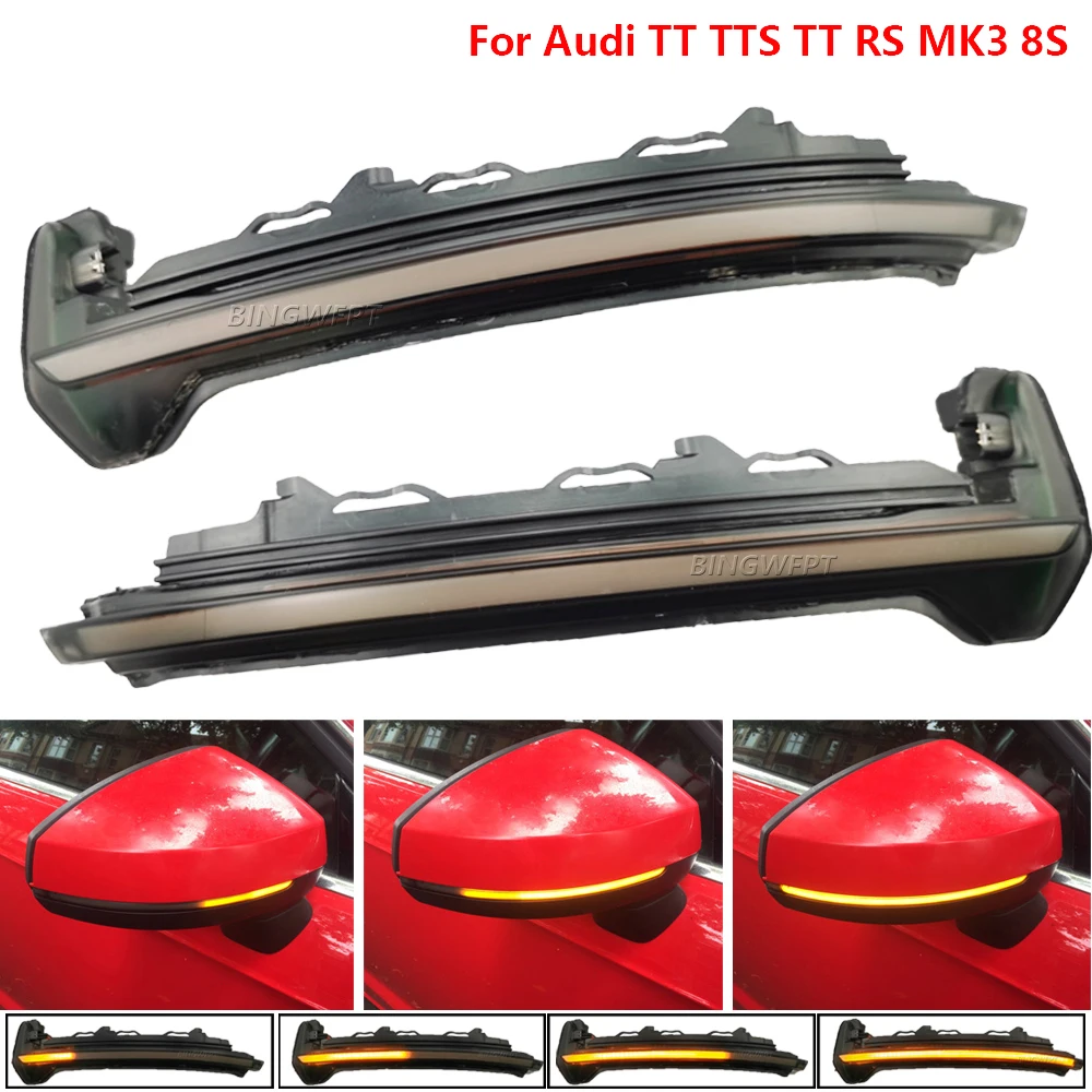 

2Pcs For Audi TT Mk3 8S TTS 2015-2020 A3 8V S3 RS3 TTRS Side Wing Mirror LED Dynamic Blinker Sequential Turn Signal Indicator