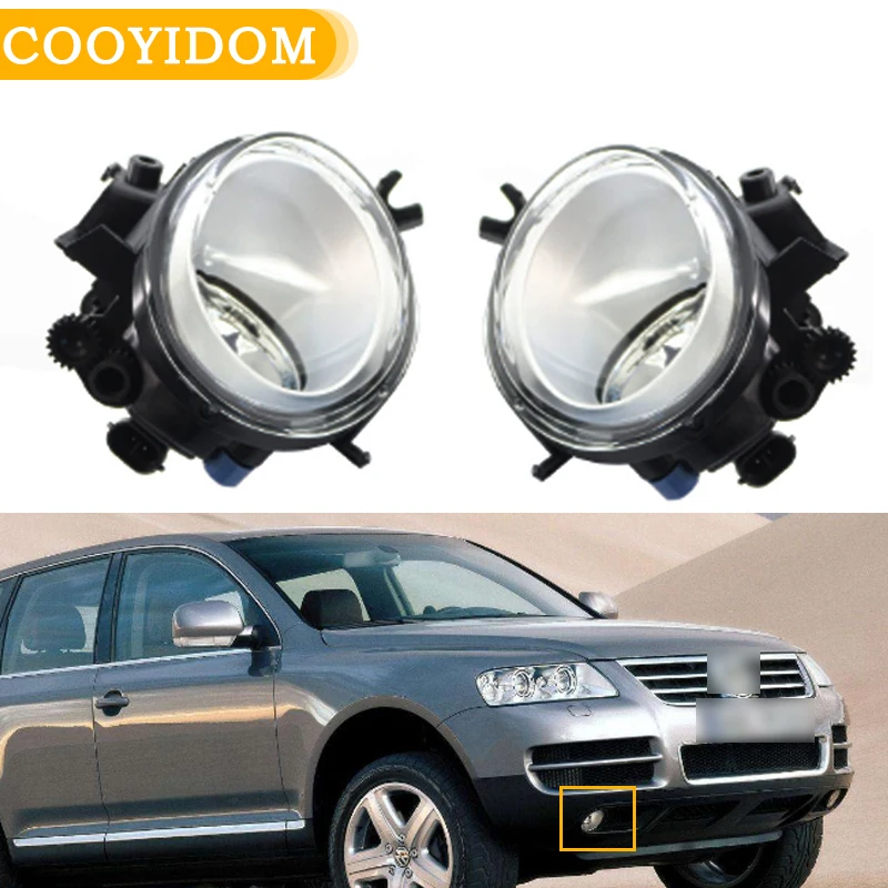 Luz antiniebla del parachoques delantero con bombillas para Volkswagen, lámpara halógena de estilo de coche para VW Touareg 2003, 2004, 2005, 2006, 2007, 2008, 2009, 2010