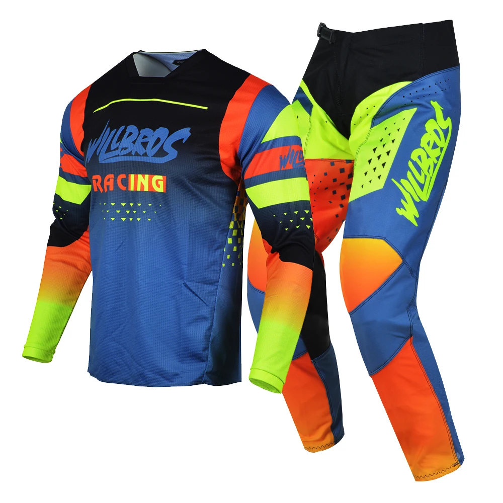 Willbros MX Jersey Pants Combo Blue Steel Off Road Racing Downhill Bike Motocross Enduro MTB BMX DH Gear Set Outfit