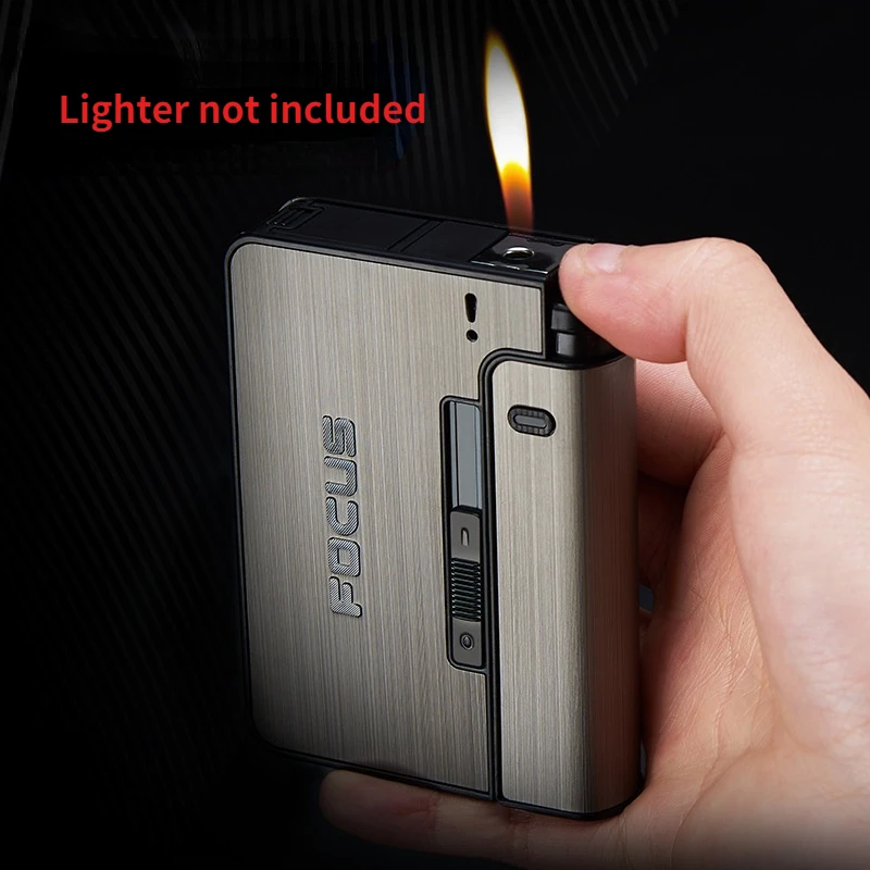 

Metal Cigarette Boxes Portable Automatic Cigarette Case 10PCS Cigarette Holder Case Not Lighter Gadget for Men Christmas Gifts