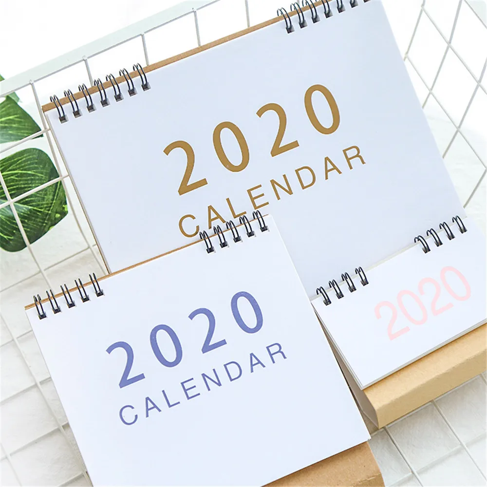 

New 2020 S/M/L Retro Kraft Paper Calendar Simple Office Desktop Calendar Daily Schedule Planner 2019.08-2020.12 Calendar