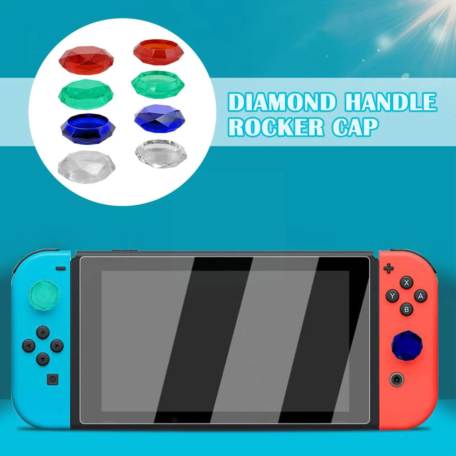 Защитные колпачки на джойстики с кристаллами в форме бриллиантов для Switch Lite/Switch OLED Q5I3 (1 пара).