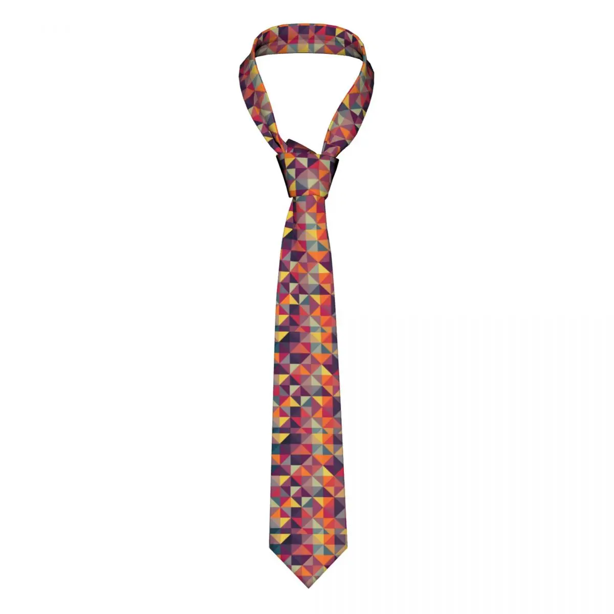 

Geo Print Tie Colorful Triangle Shirt Design Neck Ties Business 8CM Gift Men Cravat