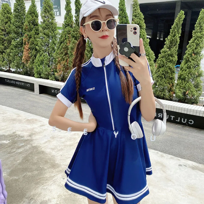 

Цельный женский купальник, одежда для плавания 2022, женское бикини, новый купальный костюм, облегающий однотонный купальник из полиэстера с ...